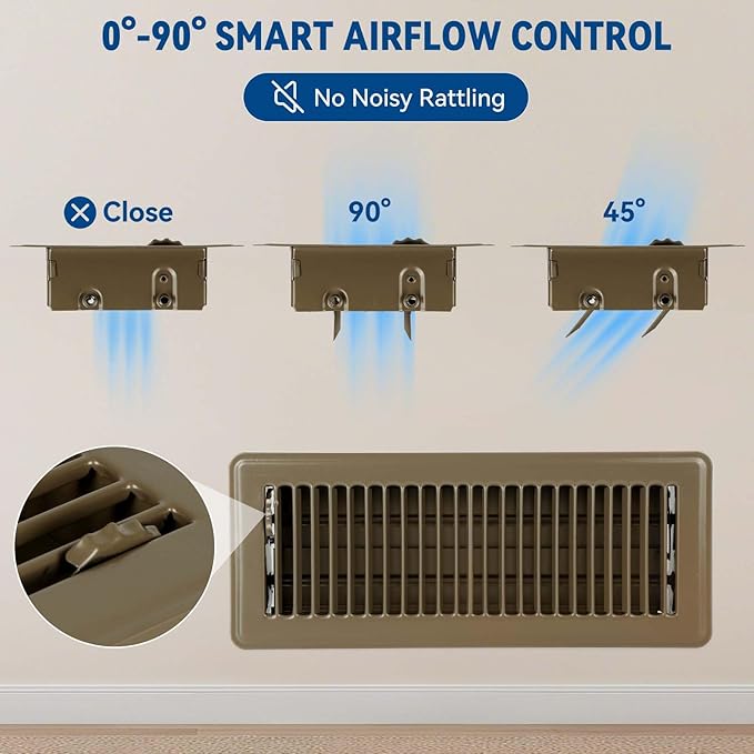 4" x 10" Floor Register Vent Covers 4-Pack, Walkable Powder-Coated Metal Vent - Image 6