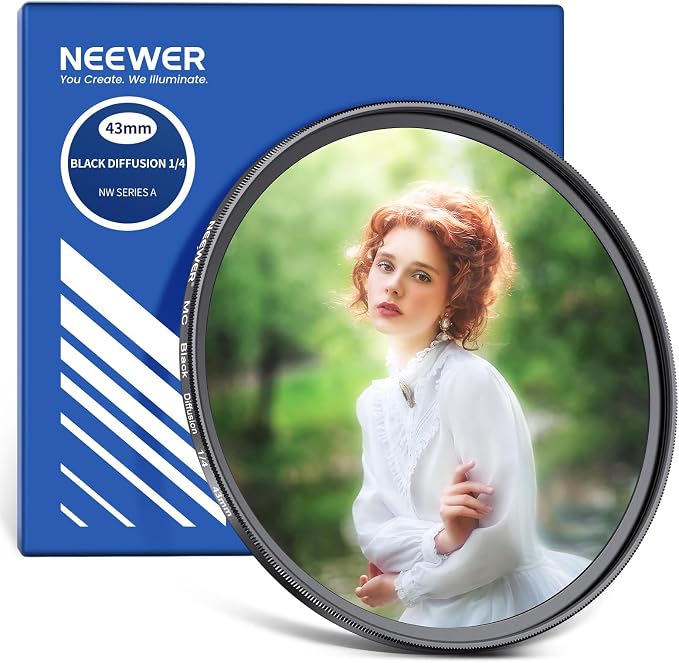 NEEWER 43mm Black Diffusion 1/4 Filter Dreamy Soft Cinematic Camera Lens Effect by Neewer