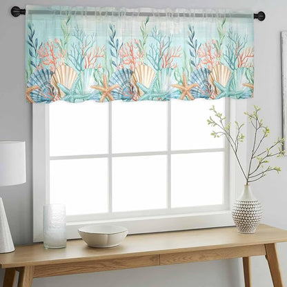 Summer Beach Sheer Valance Curtains - Image 3