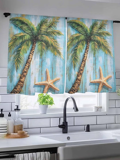 Sheer Curtains 54 Inch Length, Coastal Beach Tree Semi Sheer Curtains Light - Image 5