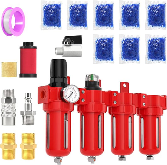 1/2" NPT Industrial Grade 4 Stage Aluminum Air Drying System, Coalescing Filter by MEANLINMEASURE