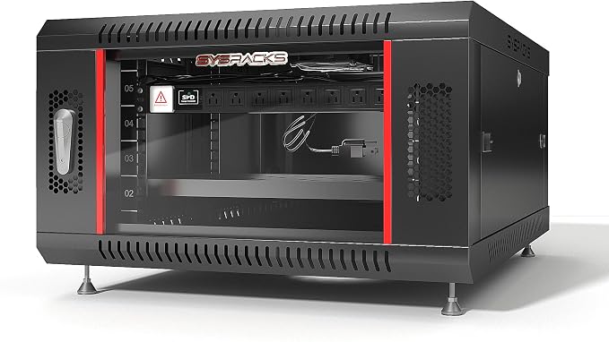 Sysracks 6U Wall Mount Server Rack Cabinet, 19” Locking Network Rack, 24” Deep by SYSRACKS