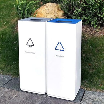 GLigeT Outdoor Trash can White Combined Trash Can Large-Capacity Square Sorting - Image 6