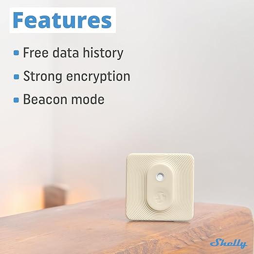 Shelly Bluetooth Smart Temperature & Humidity Sensor with Remote App Control & Monitoring, Home Assistant, Alexa, Google Home, Smart Scenes, IP54, Notification Alerts, Blu H&T Ivory