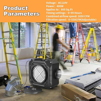 M-T Air Scrubber with 3 Stage Filtration, Stackable Negative Air Machine - Image 5