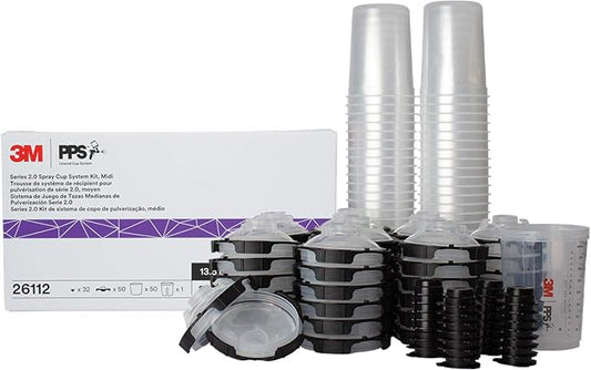 3M PPS 2.0 Spray Gun Cup, Lids and Liners Kit, 13.5 Ounces, 200-Micron Filter by 3MAutomotive