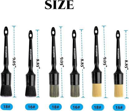 6pcs Car Detailing Brush Set-2pcs Boars Hair Car Detailing Brushes, Leather - Image 2