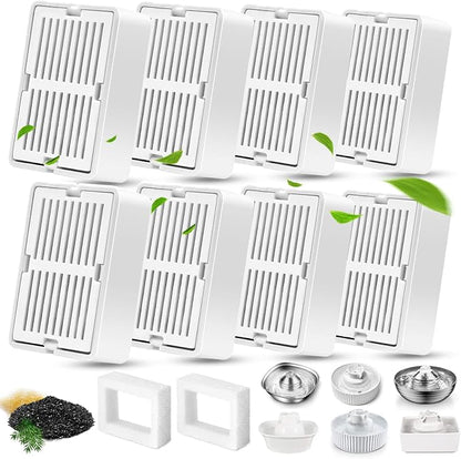 Cat Water Fountain Filters, 8 Carbon Filters& 2 Foams Filters by Petilog
