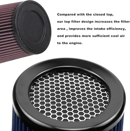 RYANSTAR RACING 76mm 3" High Flow Round Tapered Cone Cool Air Filter Cleaner - Image 5