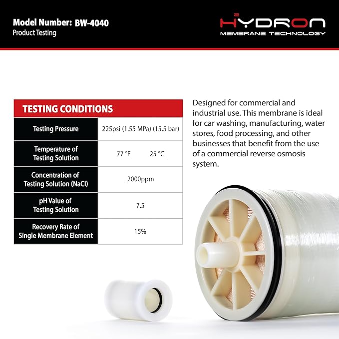 Hydron BW-4040 Reverse Osmosis Membrane – 4" x 40", 2400 GPD | High Performance - Image 4