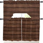 Brown Wooden Board Swag Kitchen Curtains Valance and Tier Set, Vintage Wood by Unknown