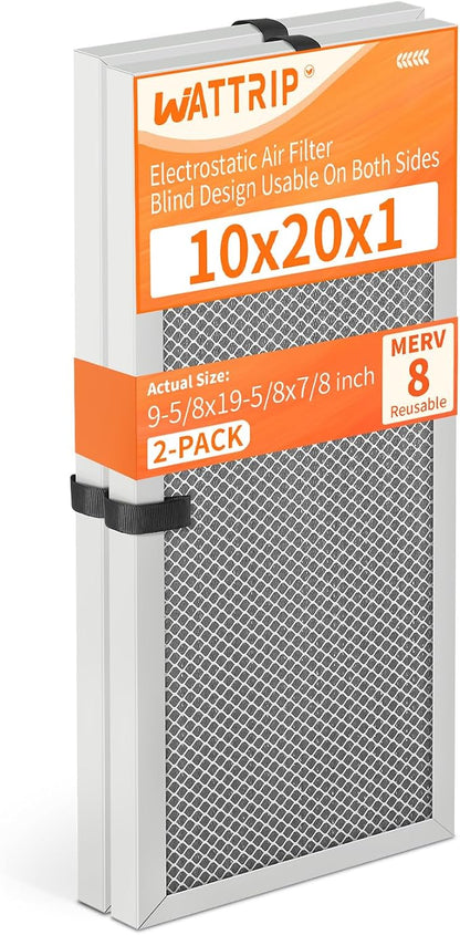 2-Pack 10x20x1 MERV 8 Reusable & Washable Electrostatic Air Filters by BreatheSmartLiveClean