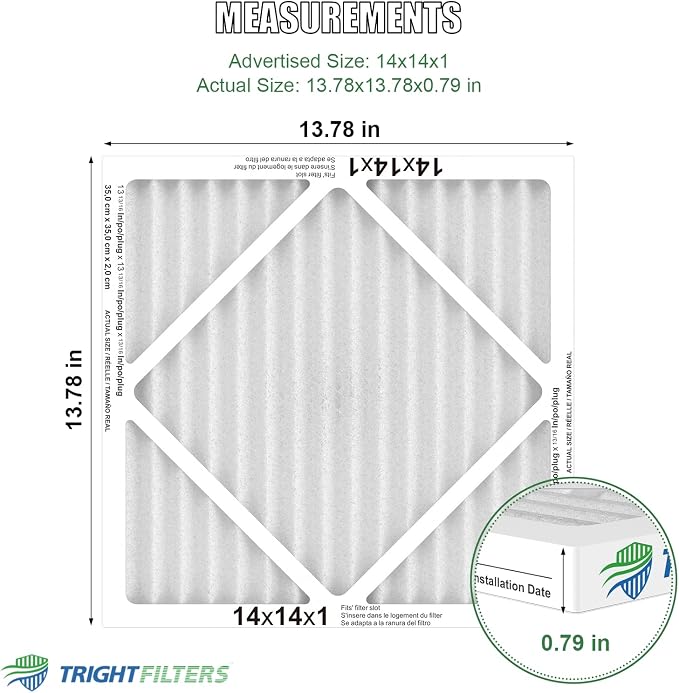 14x14x1 Air Filter 4 Pack, MERV 8 Pleated Dust Defense Air Filters Replacement - Image 2