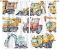Kids Excavator Curtains, Retro Truck Tractor Machinery Construction Vehicle by SHElifestyle