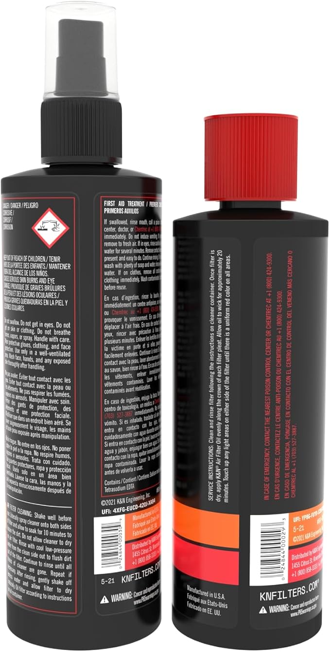 K&N Air Filter Cleaning Kit: Squeeze Bottle Filter Cleaner and Red Oil Kit; - Image 2