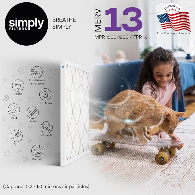 Simply 20x20x2 Air Filter, MERV 13, 6 Pack, Furnace Air Filter - Image 2