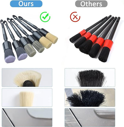 6pcs Car Detailing Brush Set-2pcs Boars Hair Car Detailing Brushes, Leather - Image 6