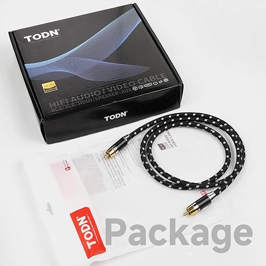 TODN Digital Coaxial Audio Cable 75-Ohm with OCC-Core 24K Gold-Plated RCA Connector for HiFi Audio Systems with Coaxial/Digital Out/SPDIF Interface (9.8ft/3m)