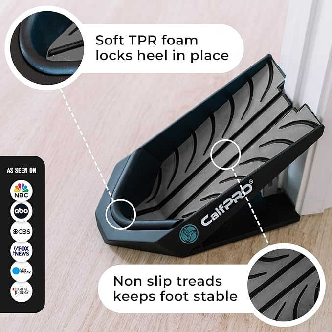 CalfPRO® Deepest Calf Stretcher for Plantar Fasciitis Relief. Deep Heel Lock Stretch Device for Tight Calves, Achilles, Hamstrings, & Foot Pain. Portable Mobility Tool for Athletes & Everyday Use