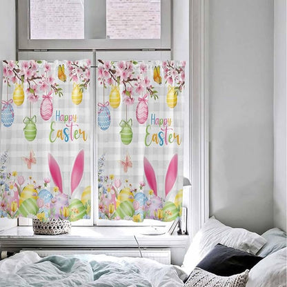 Happy Easter Kitchen Curtains 45 Inches length, Spring Watercolor Bunny Eggs - Image 5