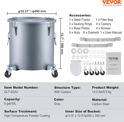 VEVOR Fryer Grease Bucket, 8 Gal Oil Disposal Caddy - Image 7