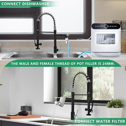 Pull Down Kitchen Faucet with Sprayer, Fapully Commercial Matte Black&Brushed - Image 6
