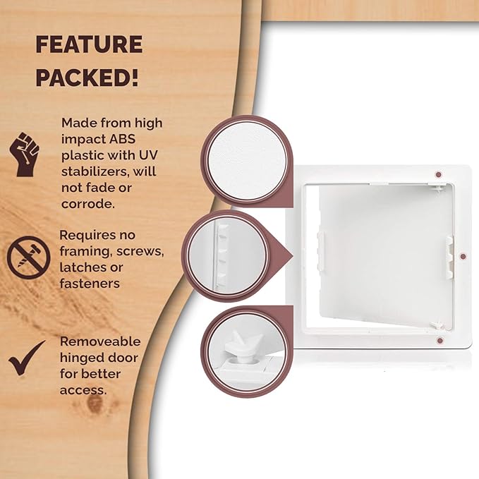 Morvat Access Panel 14x14 Inch for Drywall & Ceiling with Door, Heavy-Duty Durable ABS Plastic & Easy Install Access Box, Wall Hole Cover Plate for Plumbing & Electrical Cables & Wiring, White