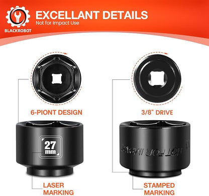 BLACKROBOT 27mm Low Profile Oil Filter Socket, 3/8" Drive 6-Point Oil Filter - Image 4