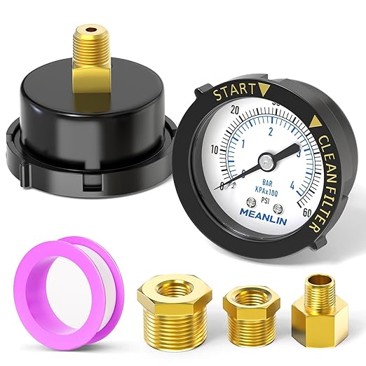 MEANLIN MEASURE 0~60Psi Plastic Frame 1/4" NPT Start and Clean Filter Pressure by MEANLINMEASURE