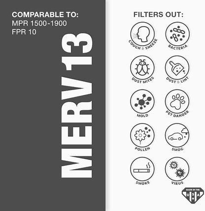 Aerostar 15x25x1 MERV 13 Pleated Air Filter, AC Furnace Air Filter, 6 Pack - Image 3