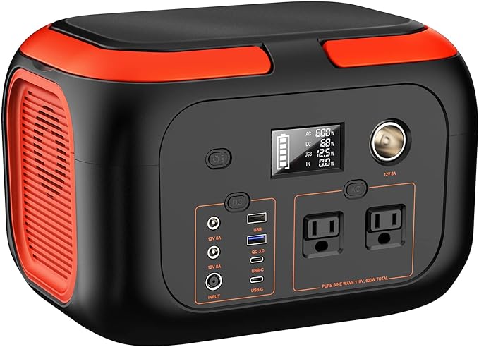 SinKeu Portable Power Station 600W, 296Wh/80000mAh Backup Lithium Battery Pack Bank, 110V Pure Sine Wave AC Outlet Solar Generator for Camping Emergency RV Outdoor Hurricane Supplies