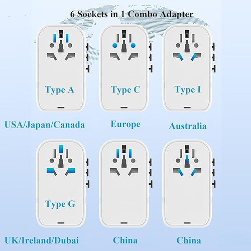220V to 110V Converter for European Travel,Step Down Voltage Converter US to Europe,Universal Travel Power Adapter with 2 Type C +2 USB A,PD20W,USA/UK/EU/AUS/China Vacation Travel Essentials