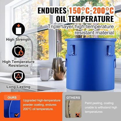 VEVOR Fryer Grease Bucket, 8 Gal Oil Disposal Caddy Carbon Steel Fryer Oil - Image 3