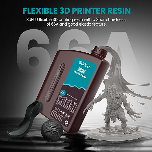 SUNLU Flexible 3D Printer Resin 2KG, 66A 3D Printing Resin - Image 2
