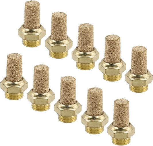 Wealrit 10 PCS Pneumatic Exhaust Mufflers, 1/8" Male Thread Hex Copper Air by Wealrit