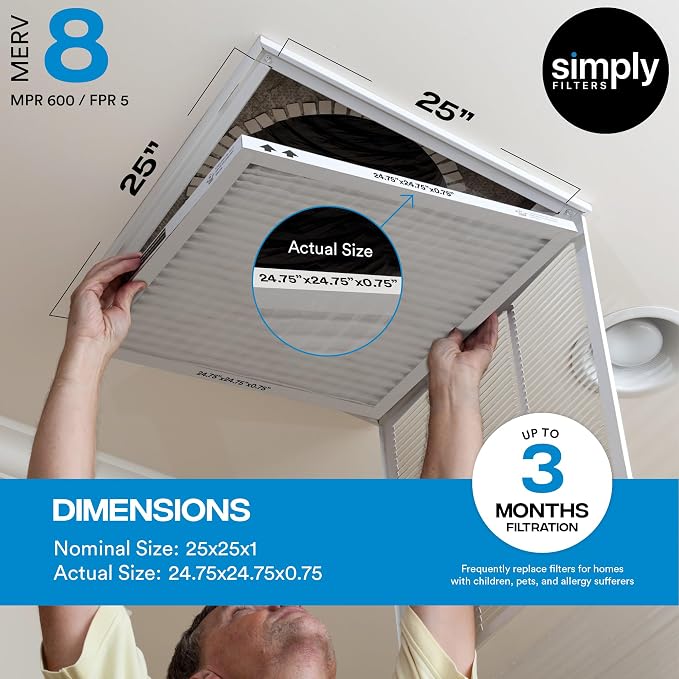 Simply 25x25x1 Air Filter, Merv 8, 4 Pack, - Image 3