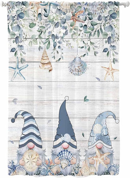 Sheer Curtains 63 Inch Length, Coastal Eucalyptus Leaf Semi Sheer Curtains by Unknown