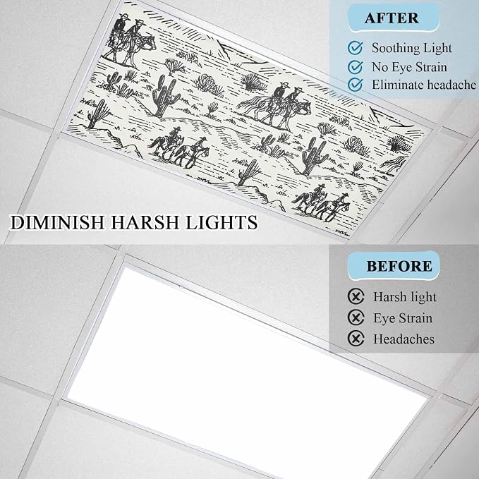 4 Pack Fluorescent Light Cover, Western Cowboys Light Covers - Image 4
