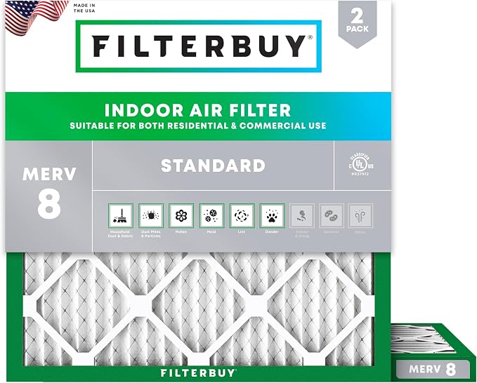 Filterbuy 19x19x1 Air Filter MERV 8 Essential Dust & Allergy Defense, by Filterbuy