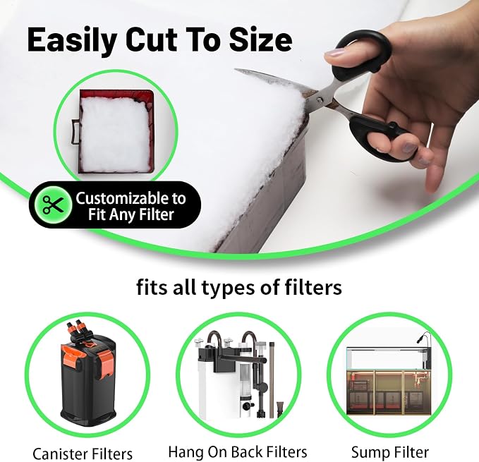 hygger 3/4'' Thick Aquarium Filter Floss 12"x 86" Poly Fiber Fish Tank Filter - Image 2