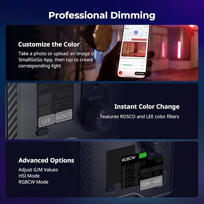 SmallRig RC 60C RGB LED Video Light, 3400mAh Battery 45min Runtime, APP Control, Potable Palm-Sized Continuous Output Lighting 2500K-10000K, for Photography/Video/Studio, Lite Edition
