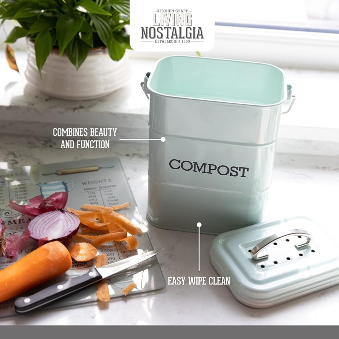 Kitchen Craft Living Nostalgia Vintage Blue Compost Bin LNCOMPBLU - Image 5