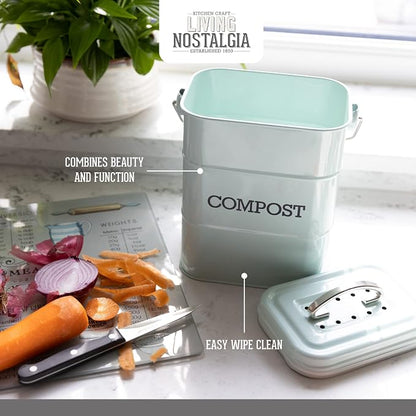 Kitchen Craft Living Nostalgia Vintage Blue Compost Bin LNCOMPBLU - Image 5