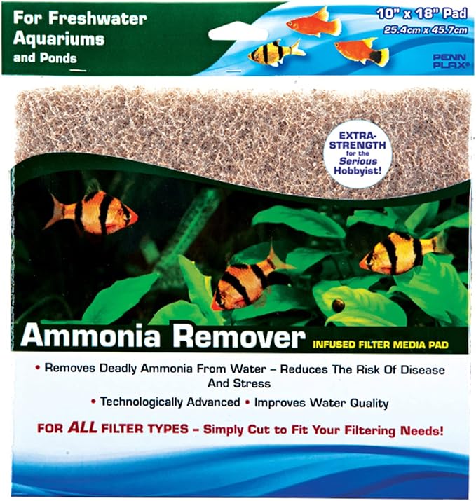 Penn-Plax Ammonia Reducer Aquarium Filter Media Pad – Easy to Cut into Any Size by Penn-Plax