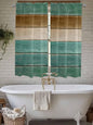 Vintage Plank Turquoise Brown Window Valance Curtains, Farmhouse Wood Grain by IDOWMAT