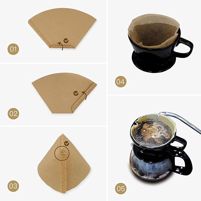 #4 Cone Coffee Filter 8-12 cup, Unbleached Natural Paper, No Blowout, Disposable - Image 5