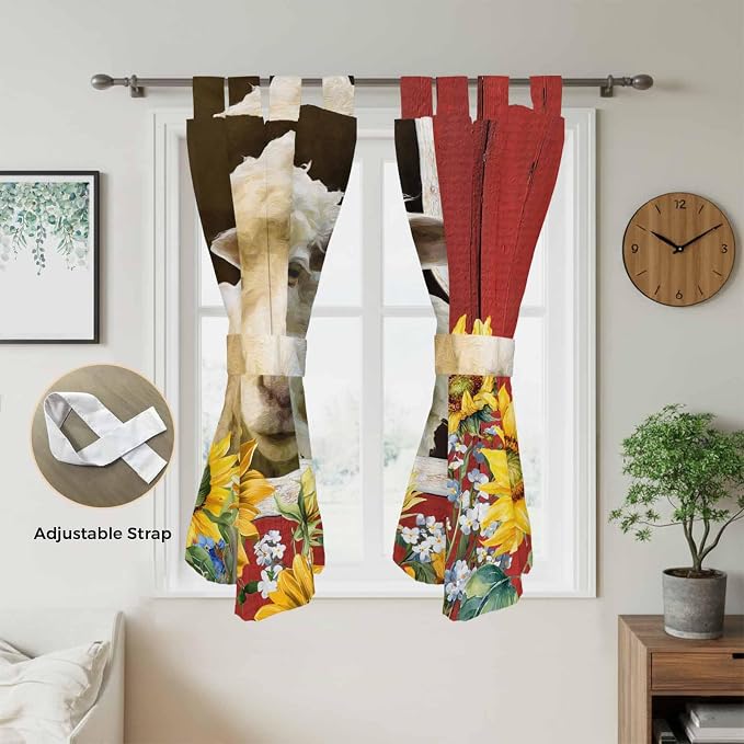 Sheep Flowers Bedroom Curtains 72 Inch Length, Window Curtains Tab Top - Image 5