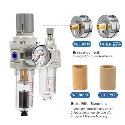 1/4" NPT Automatic Drain Compressed Air Filter Regulator Lubricator, Air - Image 5