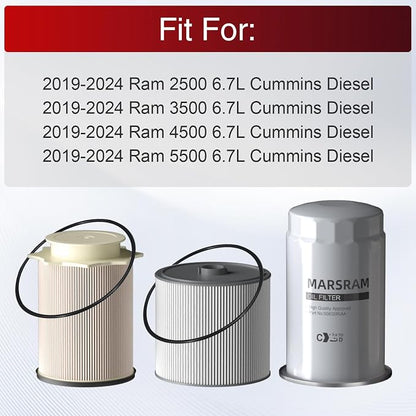 Marsram 6.7 Cummins Fuel Filter and Oil Filter Kit Fits - Image 2