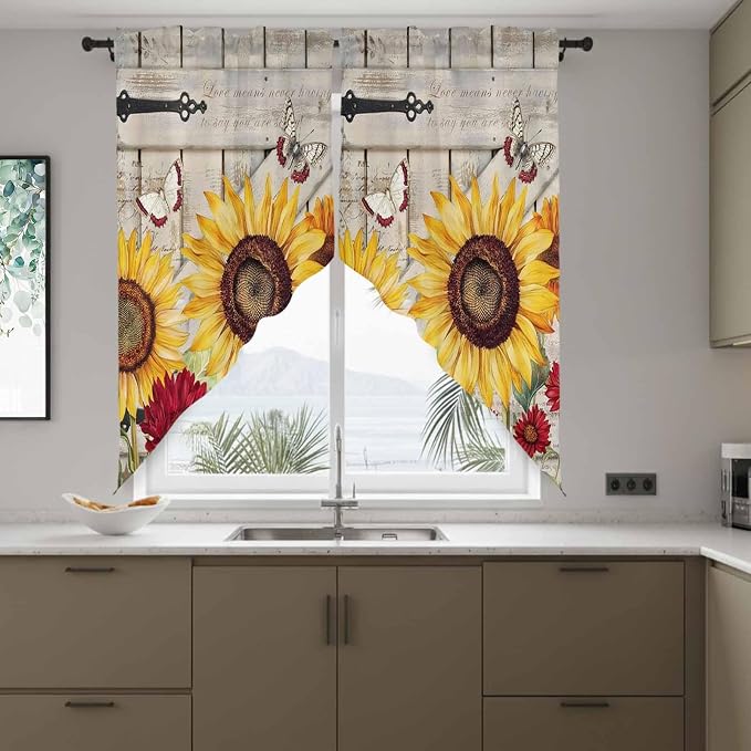 Red Yellow Sunflowers Swag Valances - Image 8